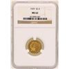 Image 1 : 1929 $2 1/2 Indian Head Quarter Eagle Gold Coin NGC MS62