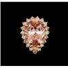 Image 2 : 13.54 ctw Morganite and Diamond Ring - 14KT Rose Gold