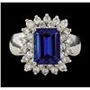 Image 2 : 4.24 ctw Tanzanite and Diamond Ring - 14KT White Gold