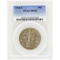 1918-S Walking Liberty Half Dollar Coin PCGS MS62