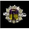 Image 2 : 2.50 ctw Ametrine Quartz and Diamond Ring - 14KT White Gold