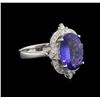 Image 1 : 4.41 ctw Tanzanite and Diamond Ring - 14KT White Gold