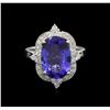 Image 2 : 4.41 ctw Tanzanite and Diamond Ring - 14KT White Gold