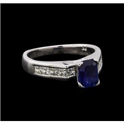 0.95 ctw Sapphire and Diamond Ring - 14KT White Gold