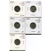 Image 1 : 5 CNDN SILVER DIMES 1939, 43, 2 - 1951, 52