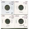 Image 1 : 4 CNDN SILVER DIMES 1949, 53, 60, 63