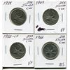 Image 1 : 4 CNDN SILVER QUARTERS 1938, 49, 52, 66