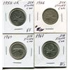 Image 1 : 4 CNDN SILVER QUARTERS 1952, 66, 67, 68