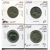 Image 1 : 4 CNDN SILVER QUARTERS 1938, 49, 67, 68