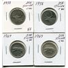 Image 1 : 4 CNDN SILVER QUARTERS 2 - 1938, 2 - 1967