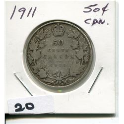 1911 CNDN SILVER 50 CENT PC