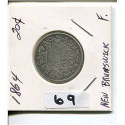 1864 NEW BRUNSWICK 20 CENT COIN