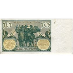 POLAND OLD PAPER MONEY 10 ZLOTY ISSUED 1929