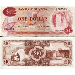 GUYANA PAPER MONEY $1 & $10