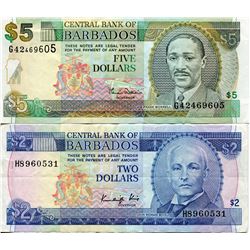 BARBADOS $2 & $5 BANK NOTES