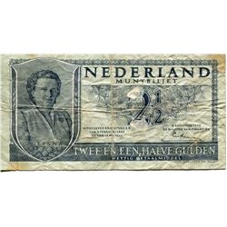 NETHERLANDS 2½ GUILDER ISSUED DURING WWII 1943