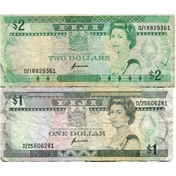 FIJI $1 & $2 BANK NOTES