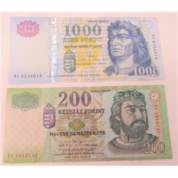 HUNGARY 200 & 1000 FLORINT