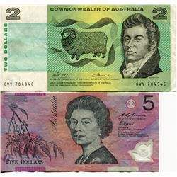 AUSTRALIA OLDER BANK NOTES $2 & $5