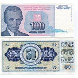 YUGOSLAVIA 3 BANK NOTES  20, 50 & 100 DINARA