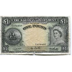 BAHAMAS QUEEN ELIZABETH II, LOVELY COPY OF 1 POUND NOTE