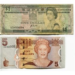 FIJI OLD $1 & NEW $5 BANK NOTES