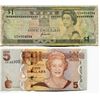 Image 1 : FIJI OLD $1 & NEW $5 BANK NOTES