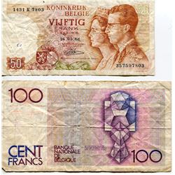 BELGIUM 50 & 100 FRANC BANK NOTES