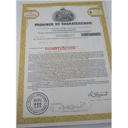 PROVINCE OF SASKATCHEWAN DEBENTURE FOR $100,000 PAID TO GERLACH & CO. 1982