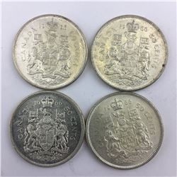 lot of 4 1966 CNDN Silver 50 Cent pieces