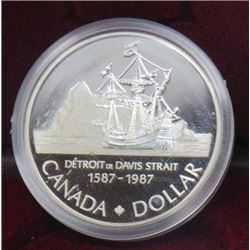 1987 CNDN SILVER DOLLAR DAVIS STRAIT COIN