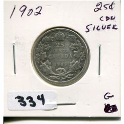 1902 CNDN SILVER 25 CENT PC