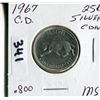 Image 1 : 1967 CNDN CONFEDERATION SILVER QUARTER QUEEN ROTATED 15°
