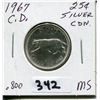 Image 1 : 1967 CNDN CONFEDERATION SILVER QUARTER QUEEN ROTATED 15°