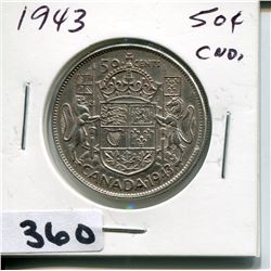 1943 CNDN SILVER 50 CENT PC