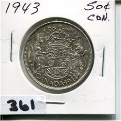 1943 CNDN SILVER 50 CENT PC