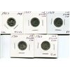 Image 1 : 5 CNDN SILVER DIME 1957, 57, 59, 60, 63
