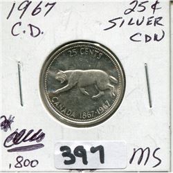 1967 CNDN CONFEDERATION CENTENNIAL SILVER QUARTER