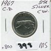 Image 1 : 1967 CNDN CONFEDERATION CENTENNIAL SILVER QUARTER QUEEN ROTATED 15°