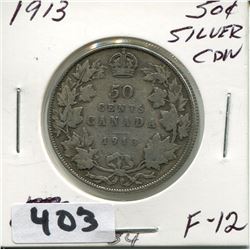 1913 CNDN SILVER 50 CENT PC