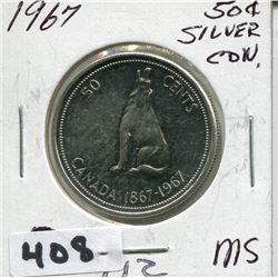 1967 CNDN SILVER 50 CENT PC