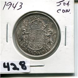 1943 CNDN SILVER 50 CENT PC