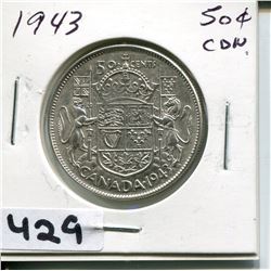 1943 CNDN SILVER 50 CENT PC