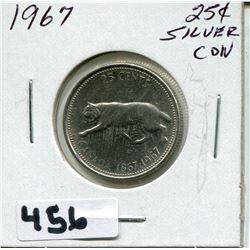 1967 CNDN SILVER QUARTER QUEEN ROTATED 15°