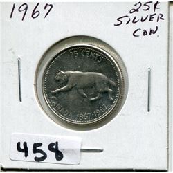 1967 CNDN SILVER QUARTER QUEEN ROTATED 15°