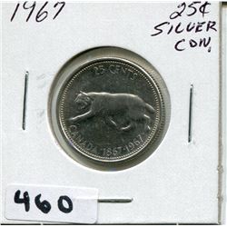 1967 CNDN SILVER QUARTER QUEEN ROTATED 15°