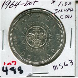 1964 CNDN SILVER DOLLAR CHARLOTETOWN PEI 1864 CONFERENCE DOT