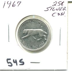 1967 CNDN SILVER QUARTER QUEEN TILTED