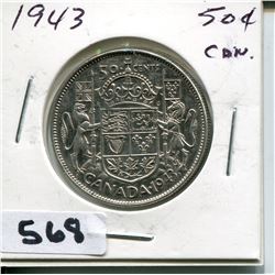 1943 CNDN SILVER 50 CENT PC