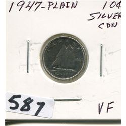 1947 CNDN PLAIN SILVER DIME